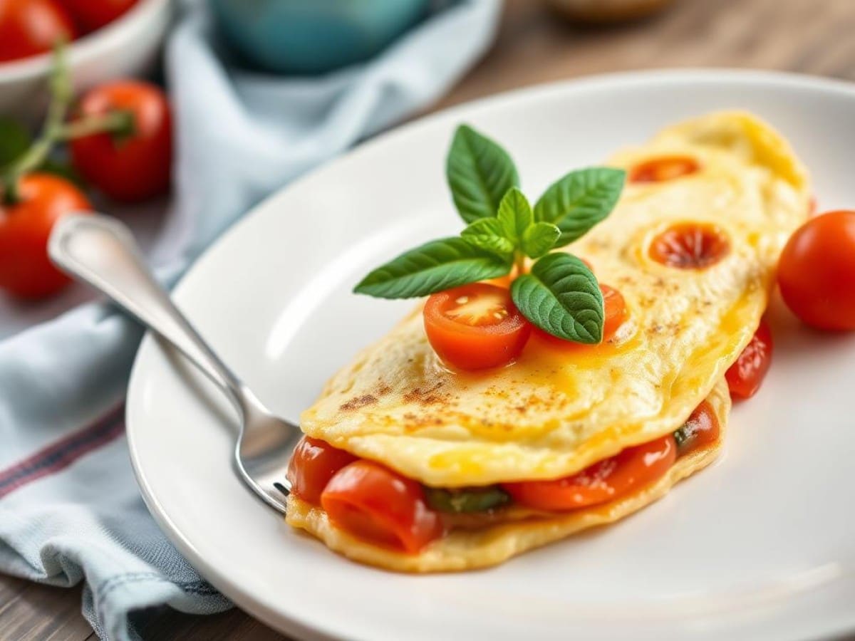 Omelette aux tomates cerises