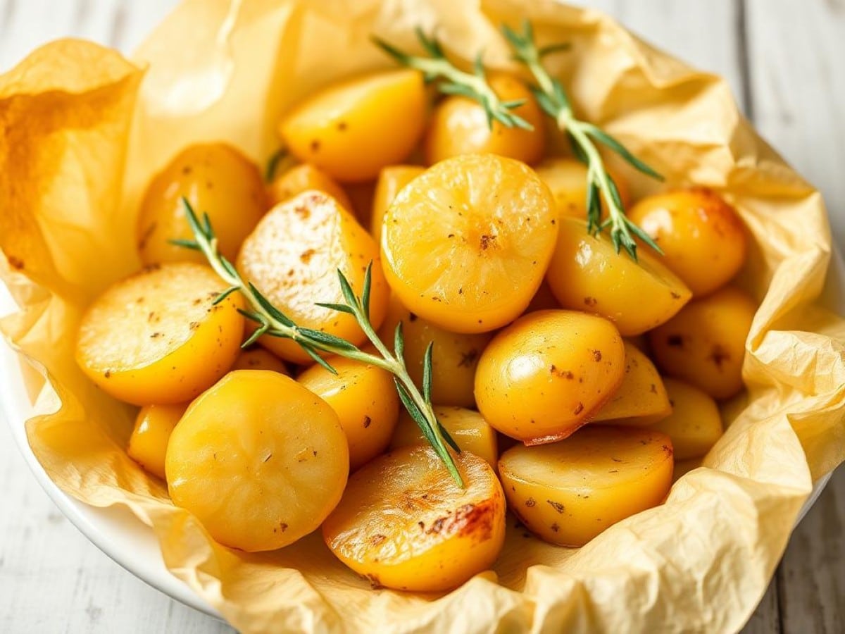 Pommes de terre au four en papillote