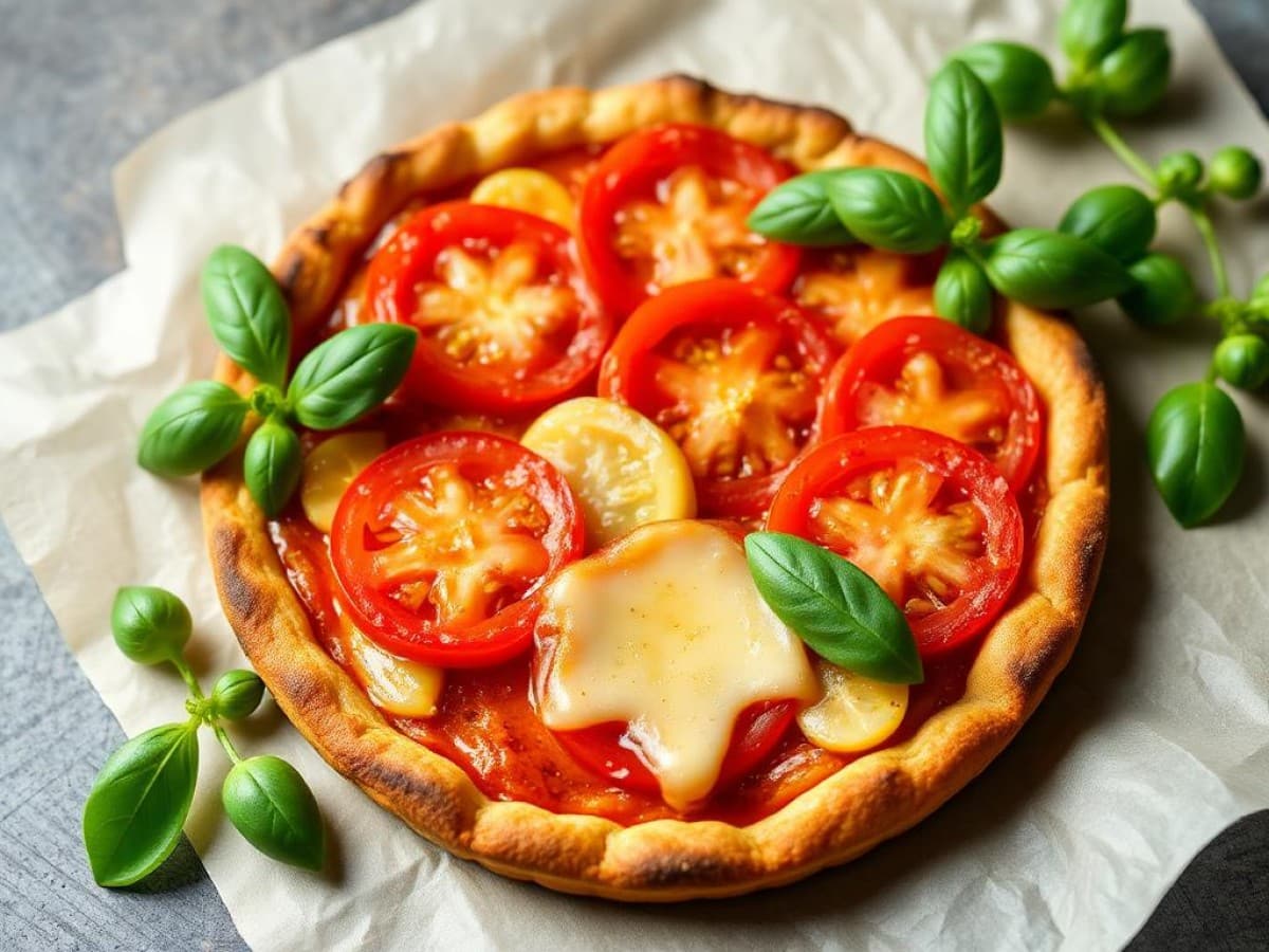 Tarte à la tomate, emmental et moutarde