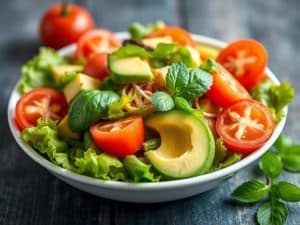 Salade de mangue, tomate et avocat