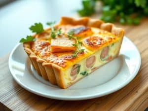 Quiche au saumon, poireaux et chèvre
