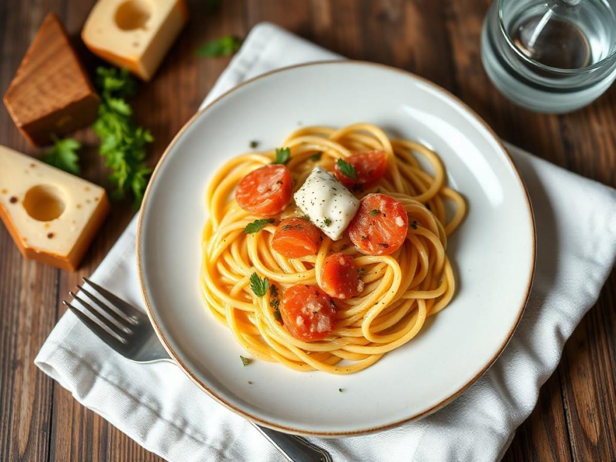 Tagliatelles au saumon et au Boursin