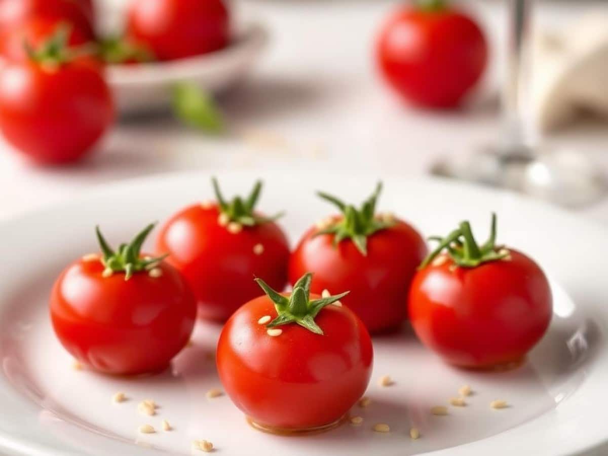 Tomates cerises caramélisées et graines de sésame
