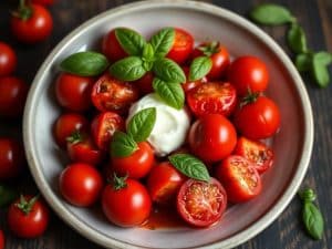Tomates cerises poêlées au basilic