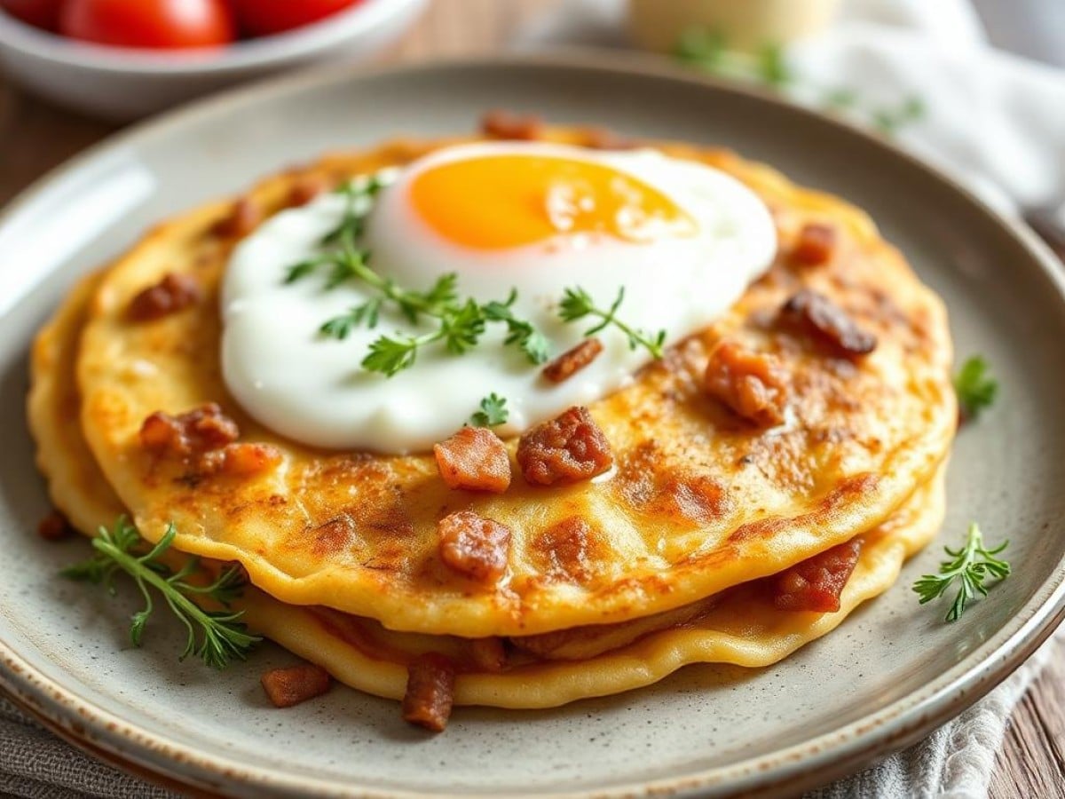 Galettes  bretonnes aux lardons et à l'oeuf