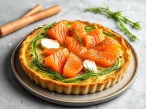 Tarte aux épinards, saumon et chèvre