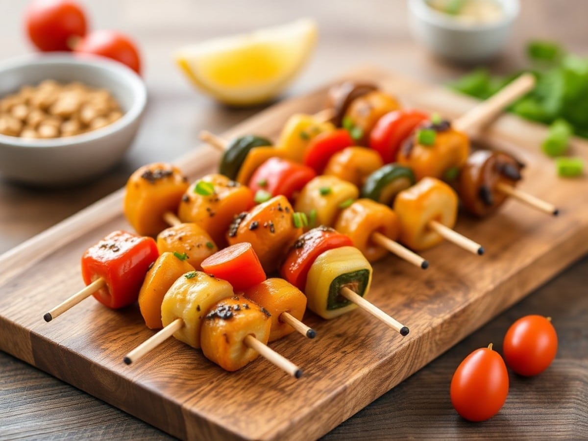 Mini brochettes de légumes marinés