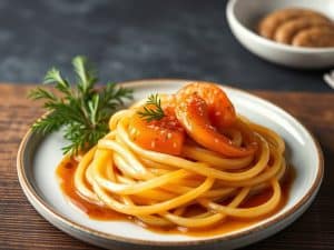 Pâtes à l'encre de seiche et au saumon fumé