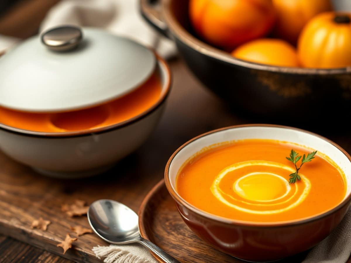 Soupe potimarron et oeuf poché