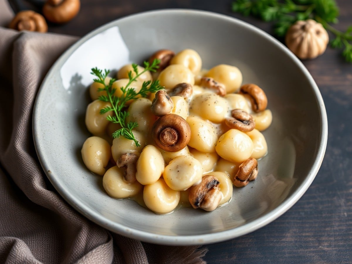 Gnocchis aux champignons en crème de potiron