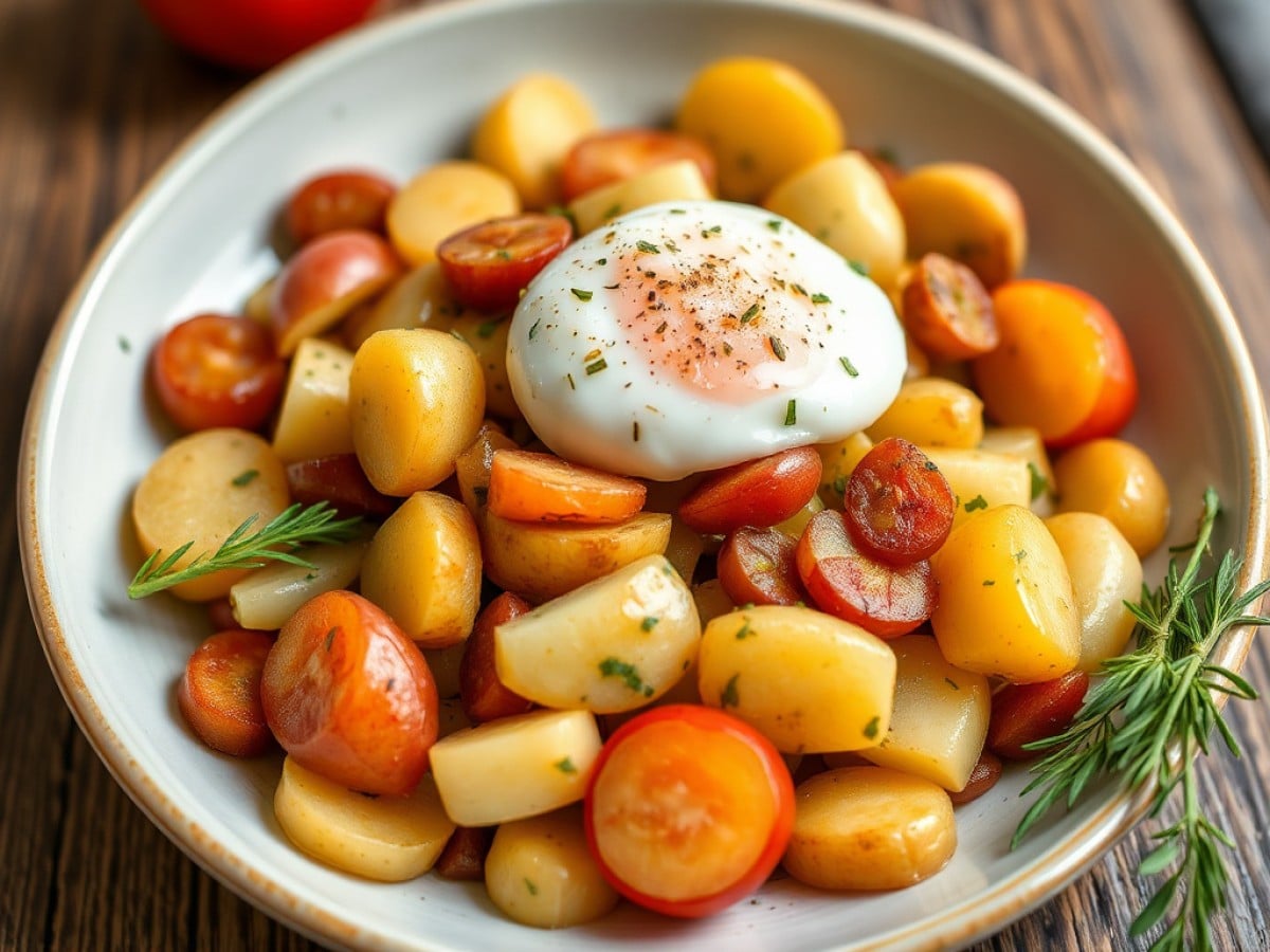 Salade de pommes de terre, hareng et œuf