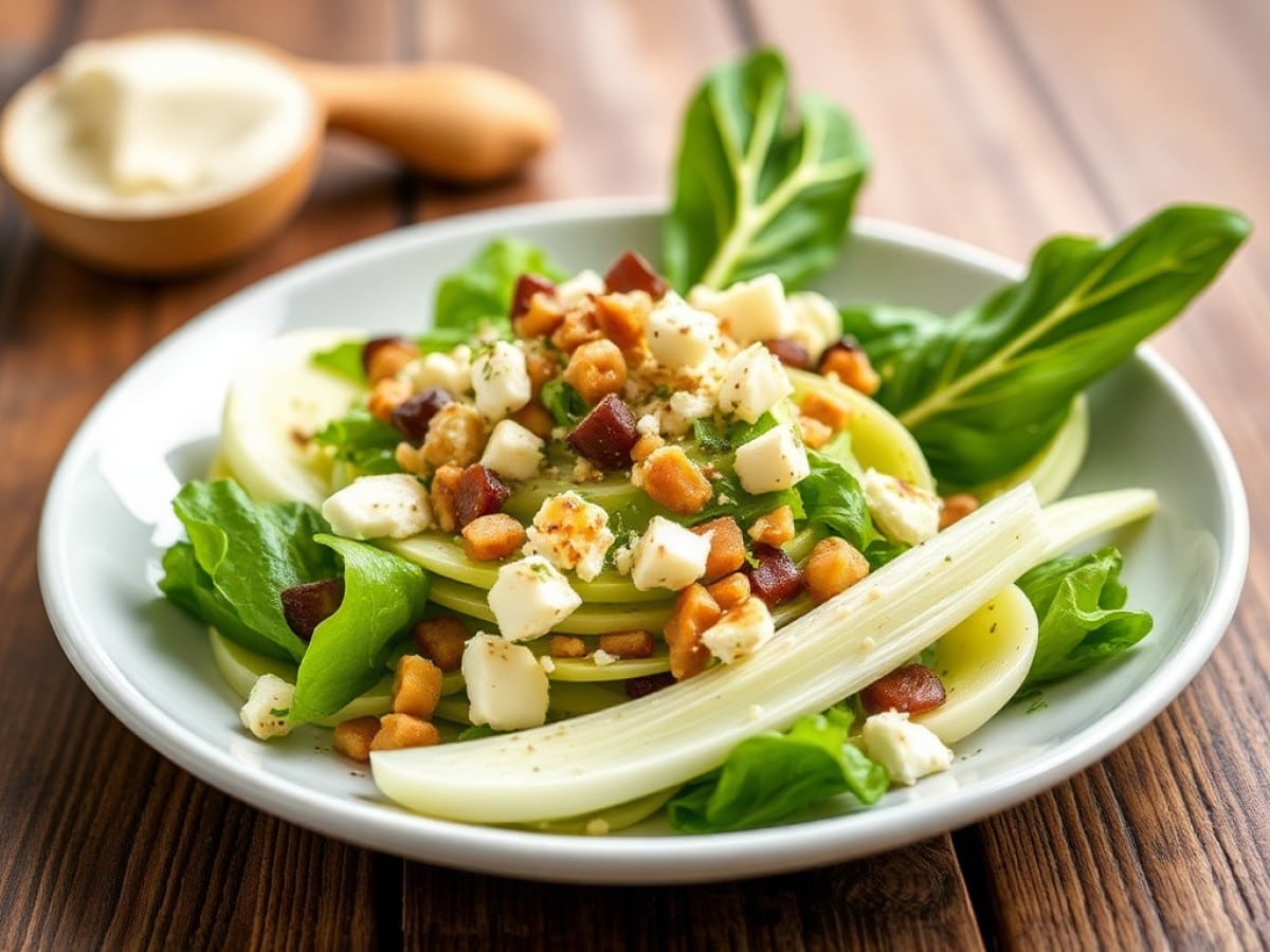 Salade d'endives, miel, noix et fromage de chèvre de Cyril Lignac