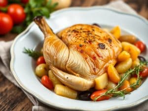 Poularde aux légumes anciens