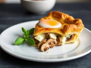 Galette chèvre et champignons à l'oeuf