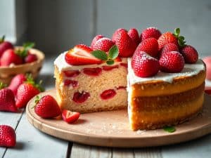 Easy Strawberry Cake with Fresh Strawberries (No Mixer)