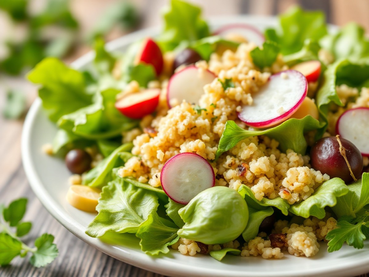 Salade tiède asperges, quinoa & œuf mollet
