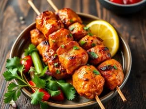 Mini brochettes de poulet tandoori