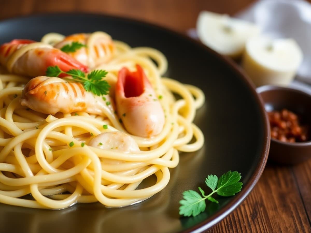 Tagliatelles aux crevettes au Cookeo