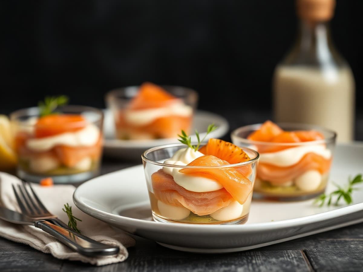 Verrines au saumon, mangue et mascarpone