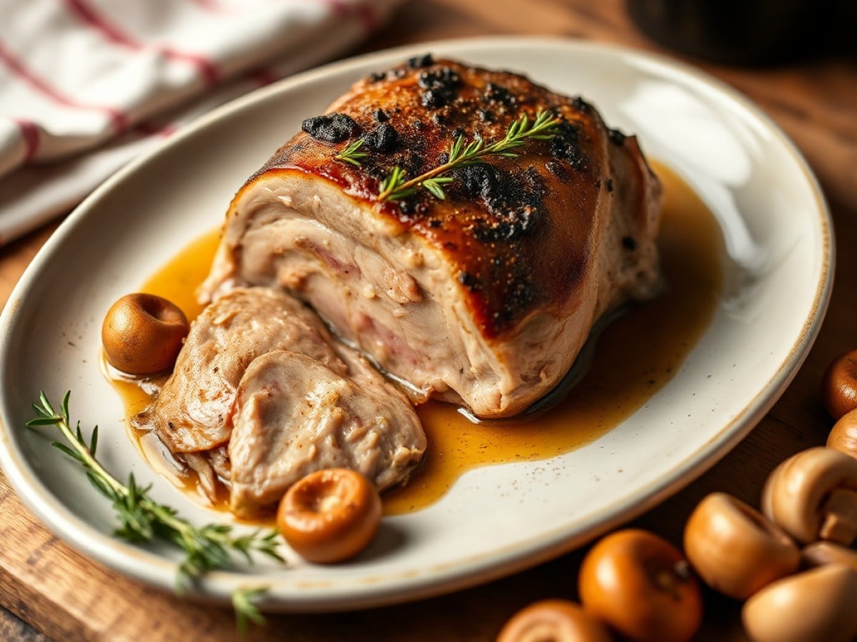 Gigot d'agneau aux champignons