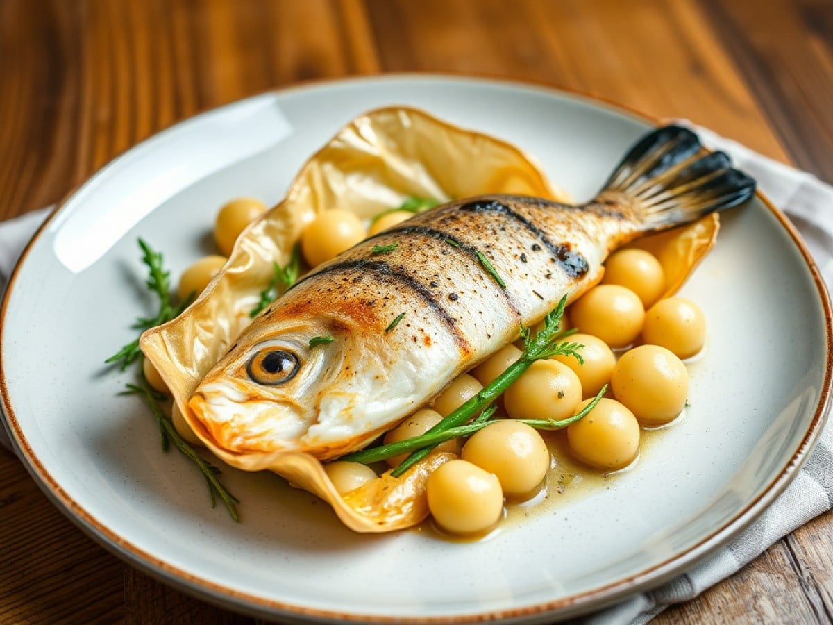 Papillote de poisson aux gnocchis et épinards