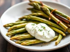 Asperges poêlées, burrata et coppa