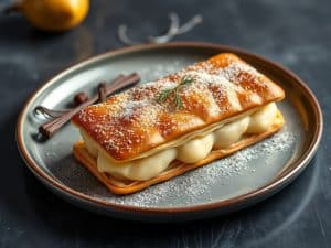 Millefeuille de foie gras à la poire et au pain d'épices