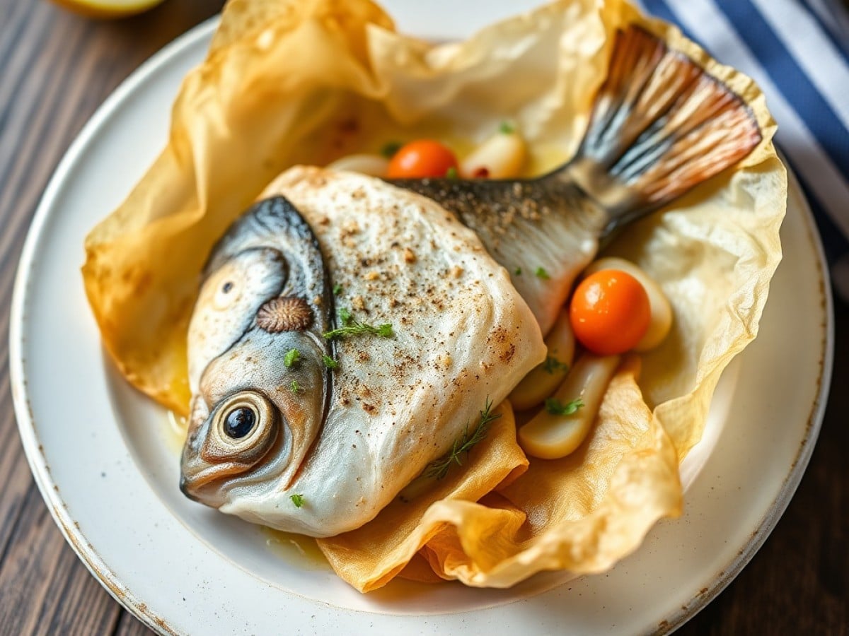Papillote de merlan à la provençale