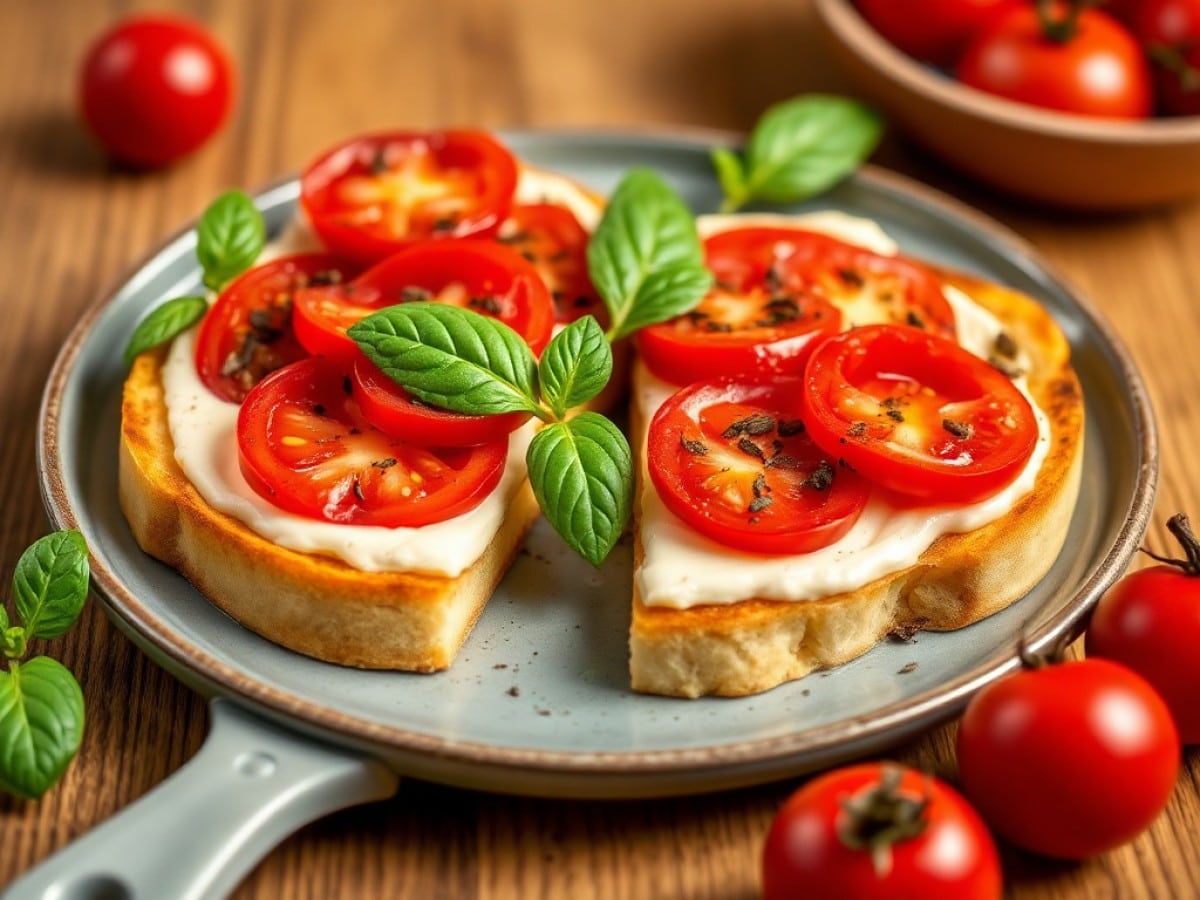 Tartines de crème de betterave aux tomates cerise