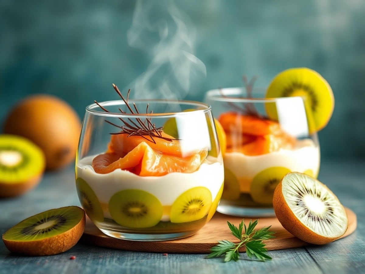 Verrines kiwis au saumon fumé
