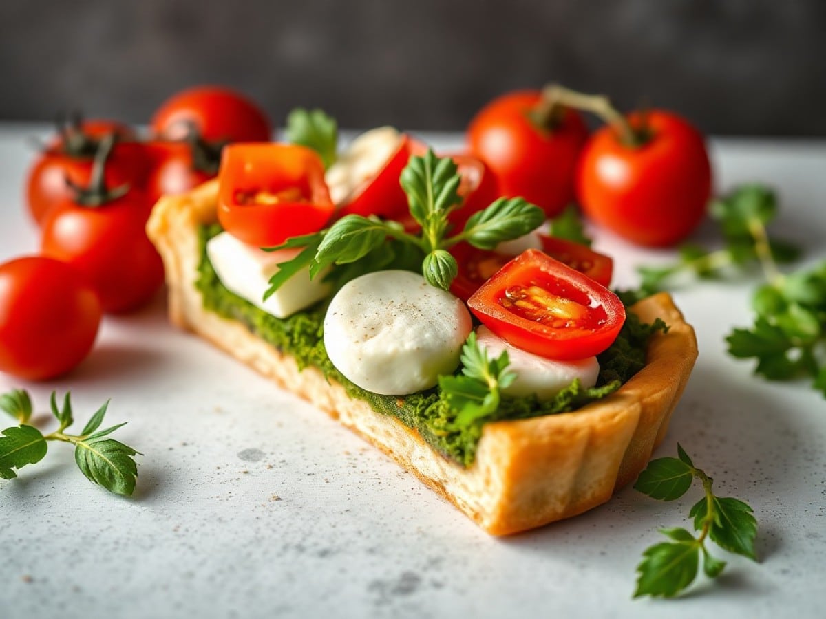 Tartines à la roquette, mozzarella et tomates séchées
