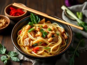 Mi xao, nouilles de blé et légumes sautés