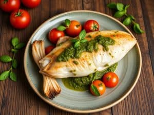 Poulpe au pesto et tomates concassées