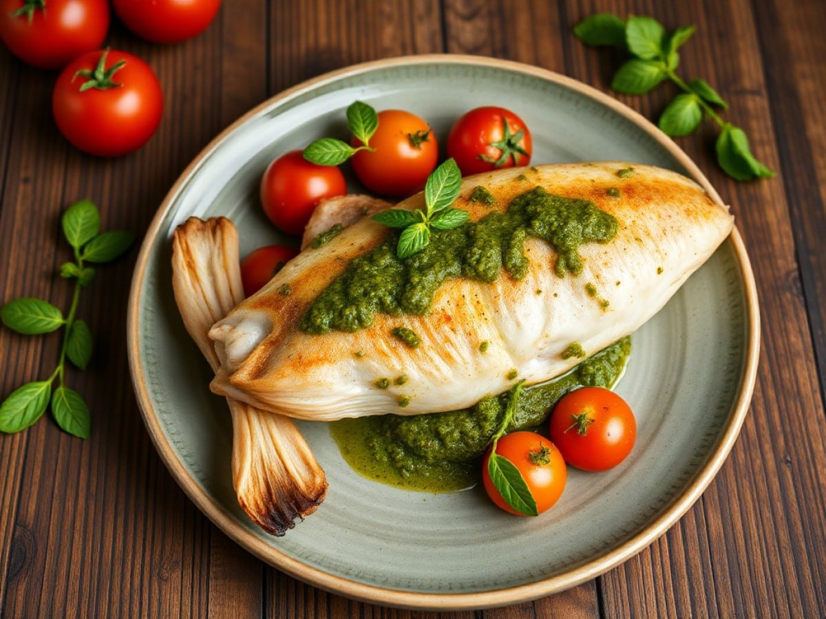 Poulpe au pesto et tomates concassées