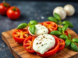 Tomates à la mozzarella et basilic au four