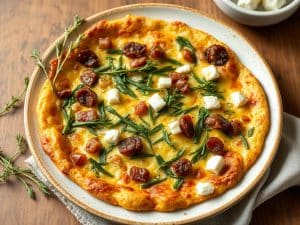 Frittata aux épinards, lardons et feta maison