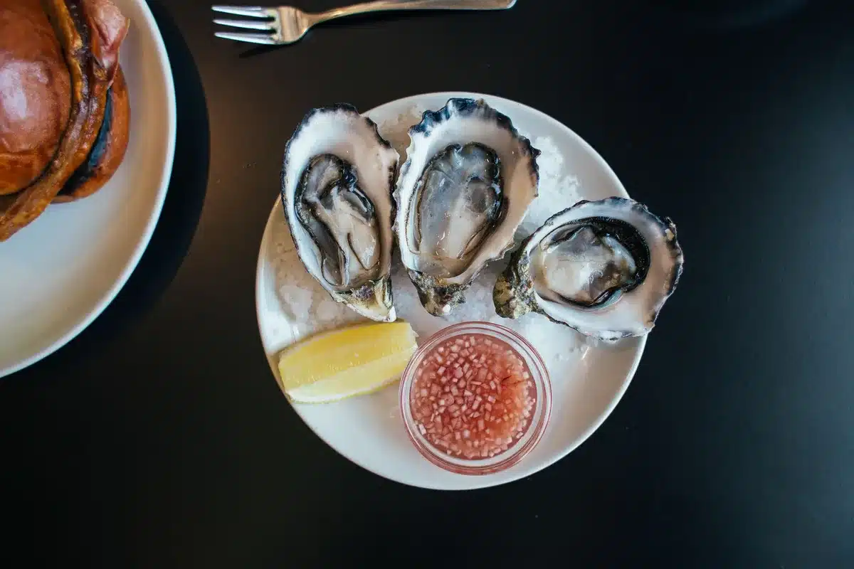 Ingrédients frais : maquereaux entiers, huîtres, citrons, yaourt et herbes aromatiques