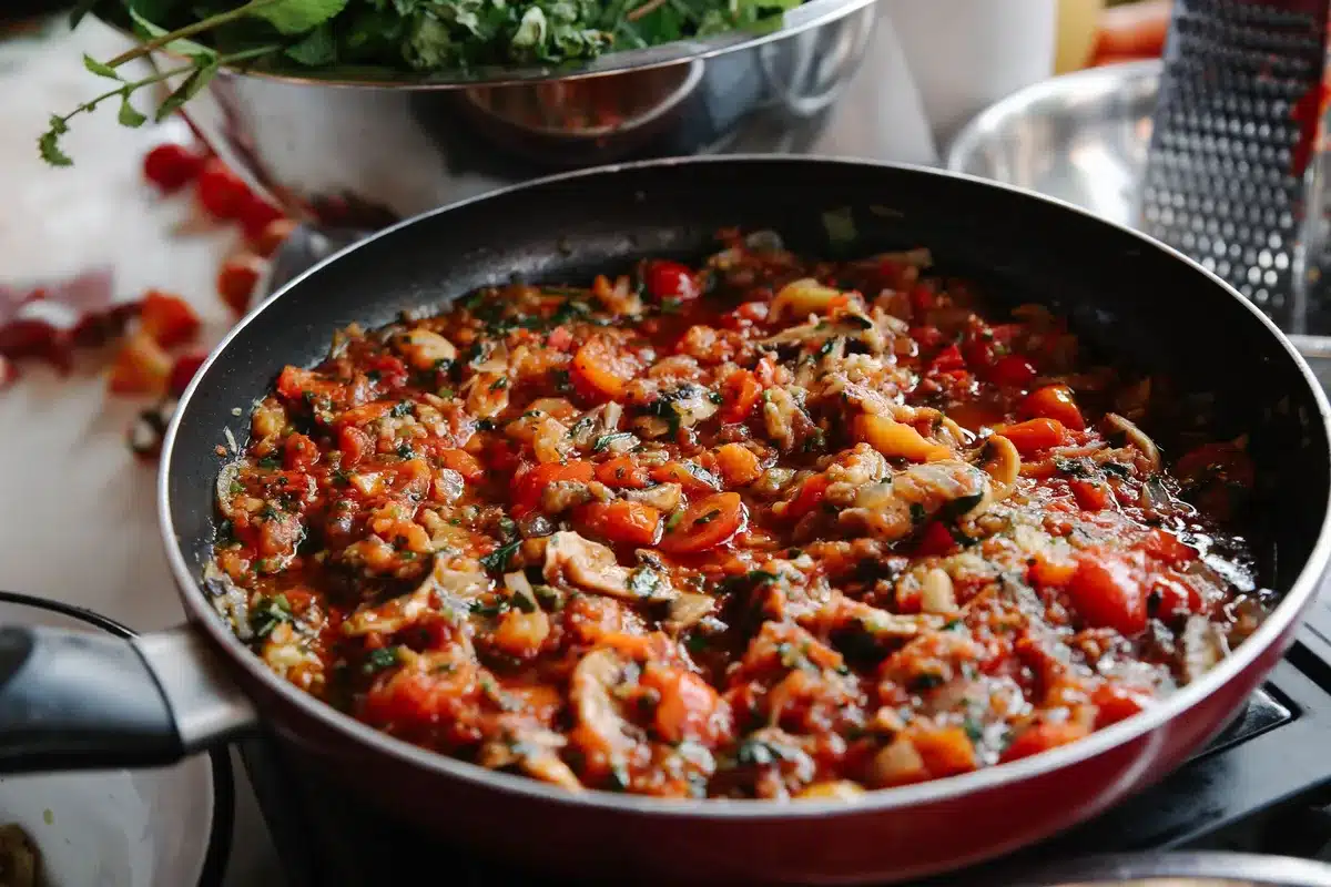 Lapin doré dans une sauteuse avec sauce crémeuse à l'ail