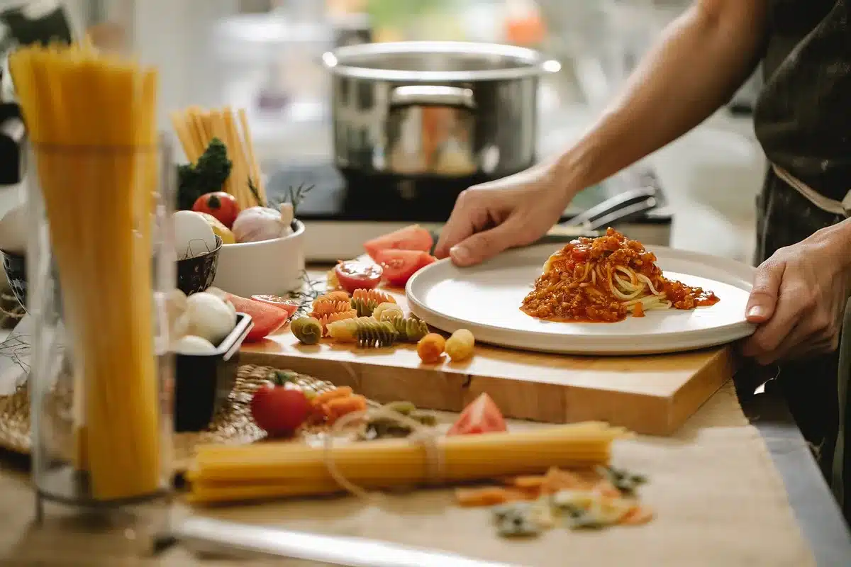 Sauce crémeuse à la moutarde versée dans le plat de cuisson