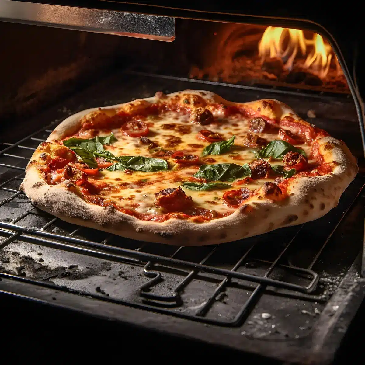 Jambon, mozzarella et tomates rôties au four sur un plat chaud