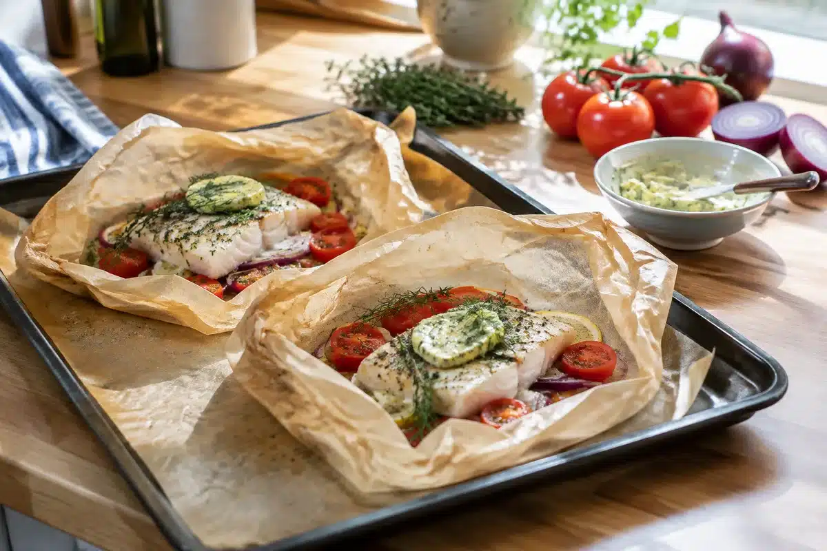Cuisson vapeur des rougets en papillote