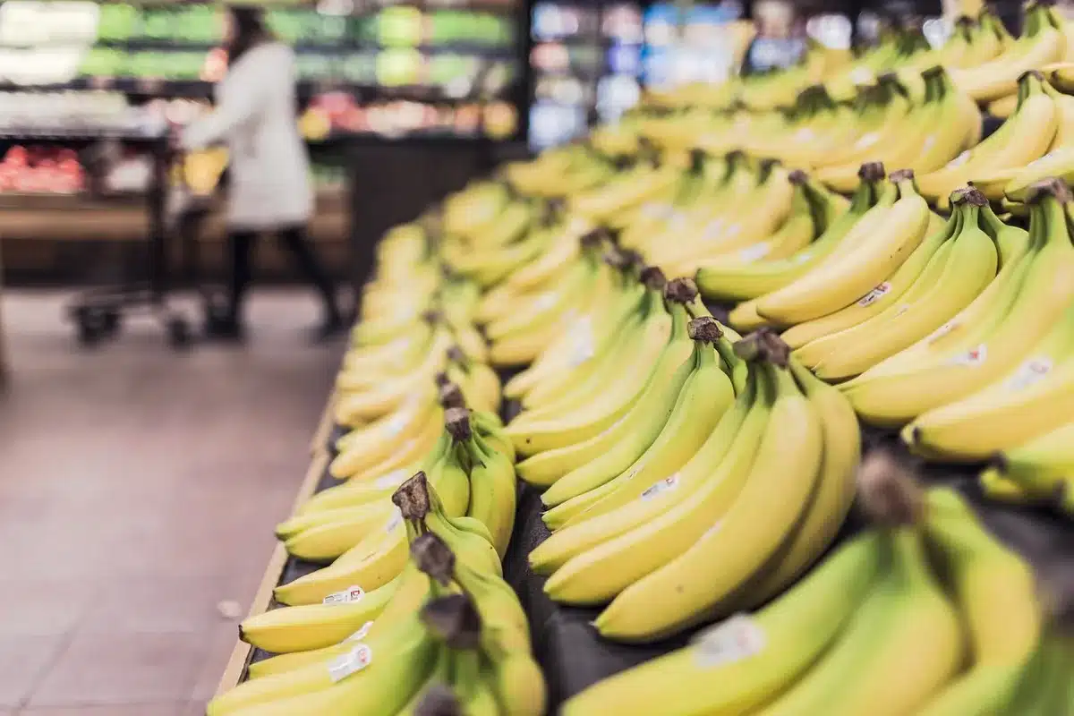 Main tenant une liste de courses devant un rayon d'œufs partiellement vide