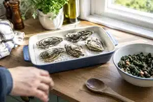 Recette d'huîtres en gratin aux fines herbes façon Rockefeller par Cyril Lignac