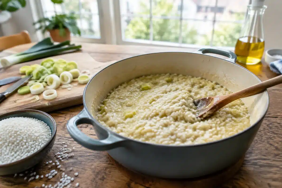 Risotto aux poireaux et lardons cuit au Cookeo